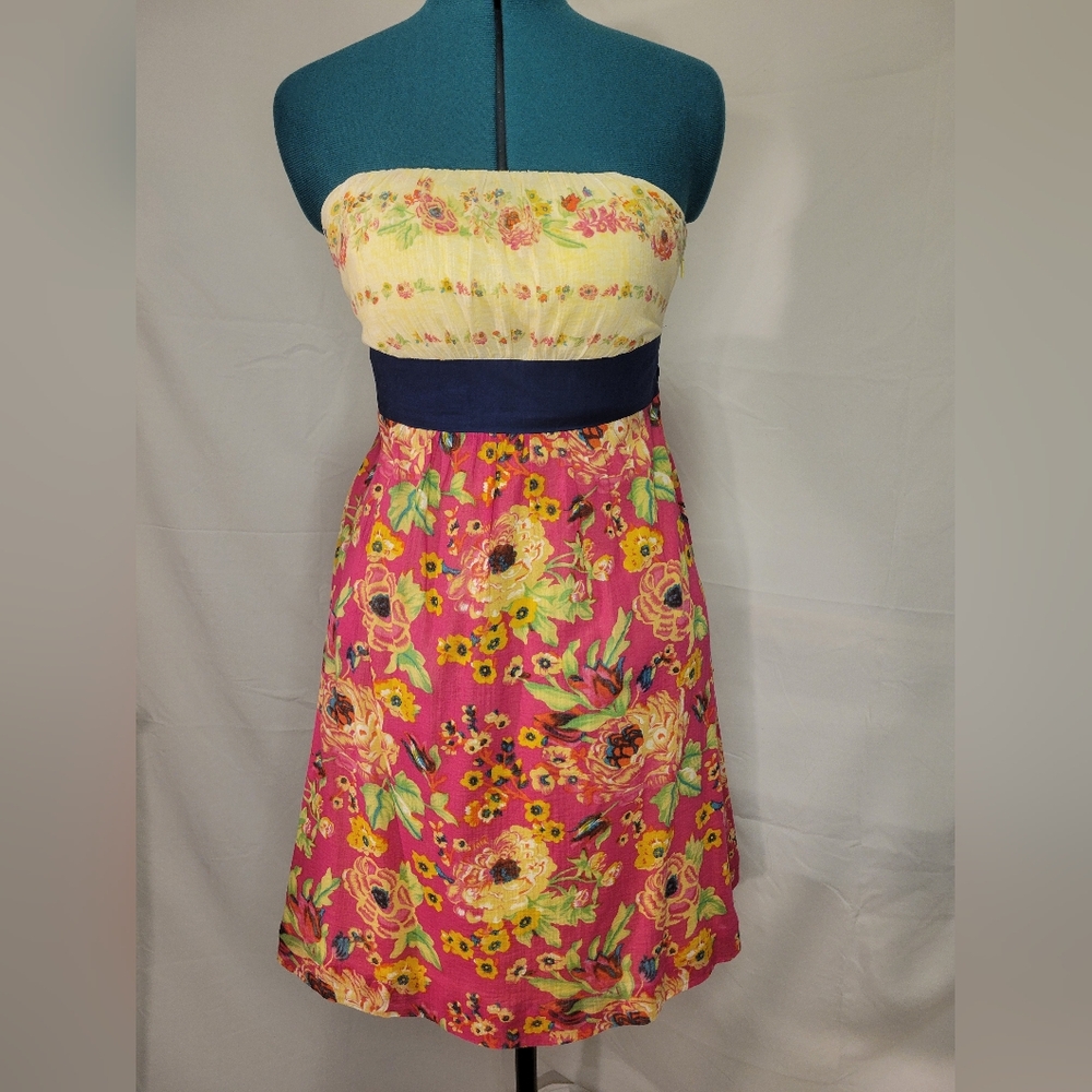 Maeve (Anthropologie) Floral Strapless Dress Vintage US 8